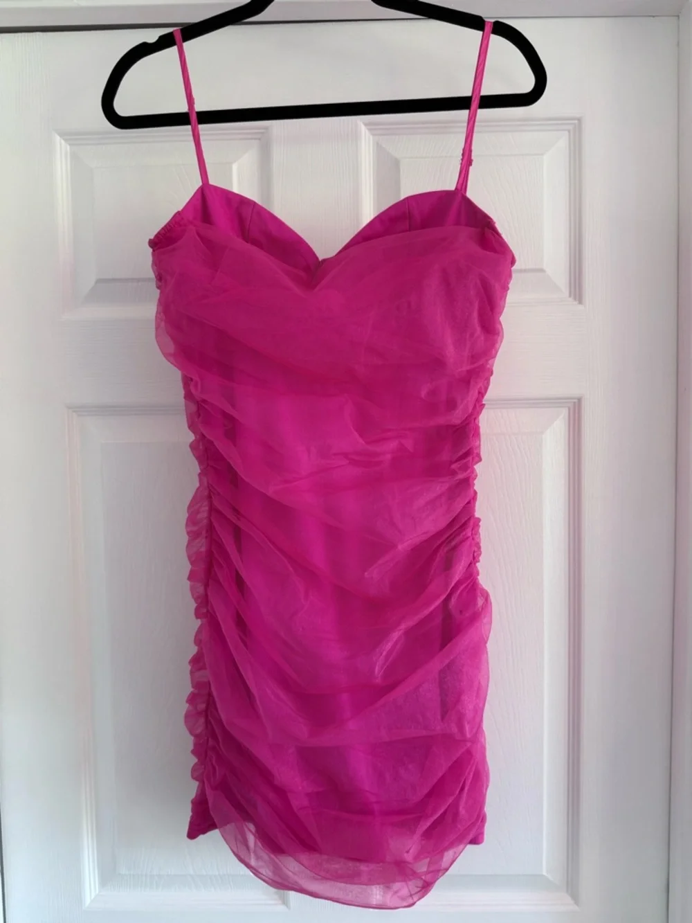 Superdown Pink Ruched Mesh Mini Dress Size M Bodycon Party Club - Picture 2 of 9
